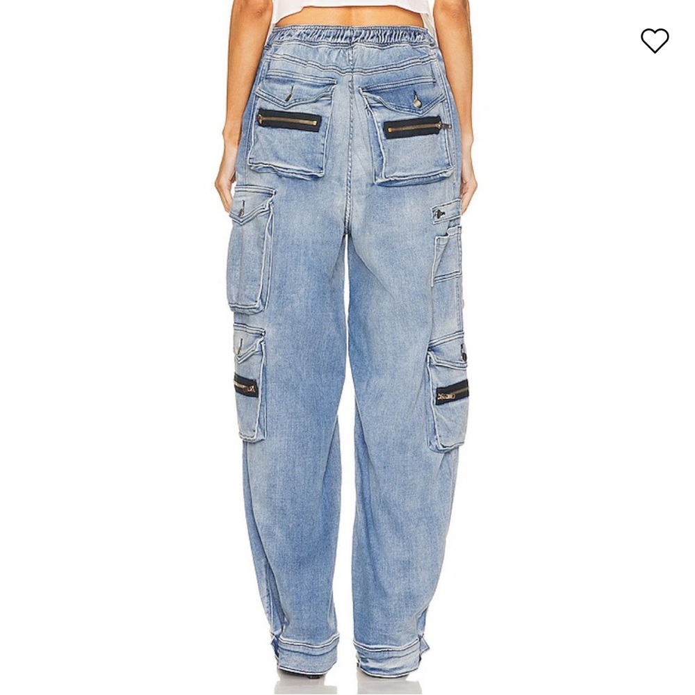EB Denim Cargo Pants in Light Blue Wash Denim Size Large Designer Retail $495